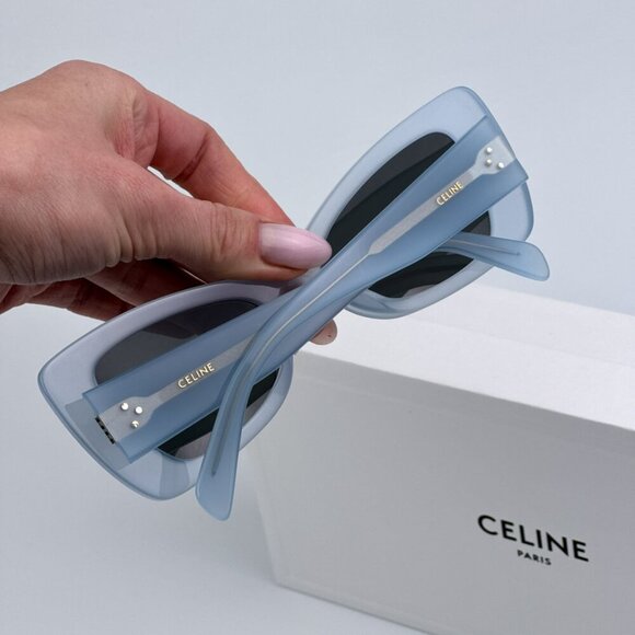 Celine CL40236I 84A CELINE 3 DOTS BRAND NEW Sunglasses Blue Grey Women Butterfly - Picture 3 of 13